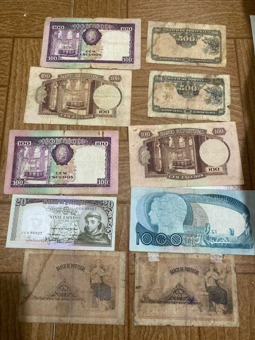 Notas de Dinheiro Antigo Escudos Português de Portugal