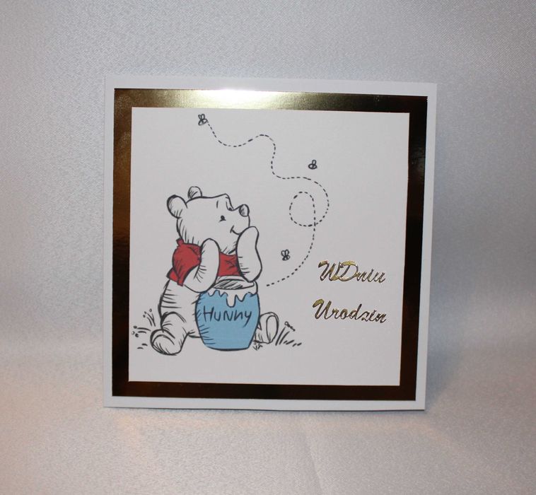 Kartka okolicznościowa urodziny roczek Kubuś Puchatek dla dzieci