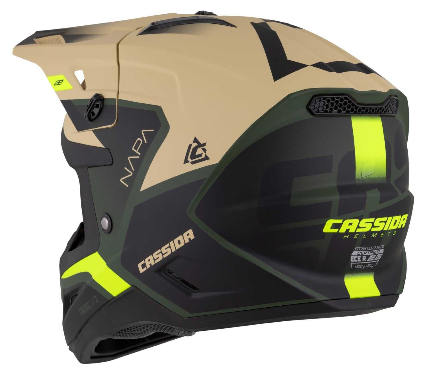 Kask Motocyklowy CASSIDA CROSS CUP2 Pod interkom XS-XXL +KOMINIARKA