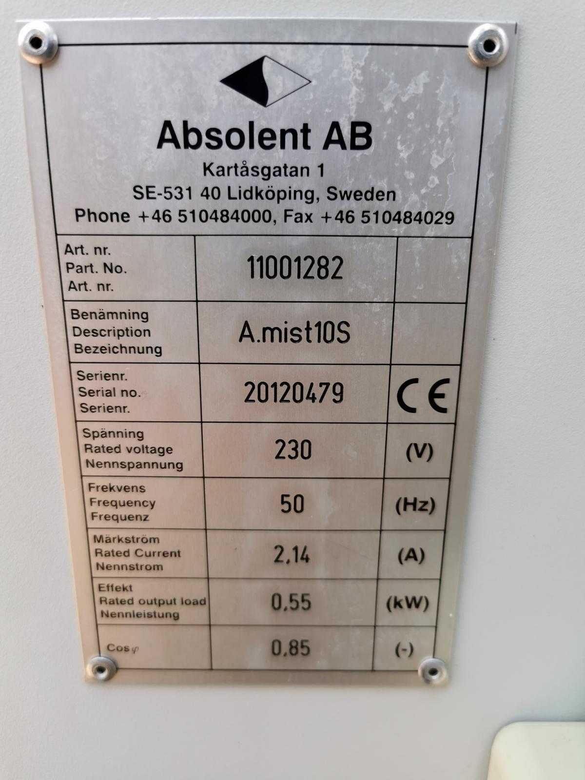 Odciąg mgły olejowej z maszyn CNC, filtr , separator ABSOLENT
