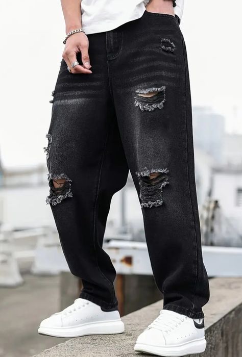 Джинси широкі підліткові,чоловічі рвані баггі, скейтери