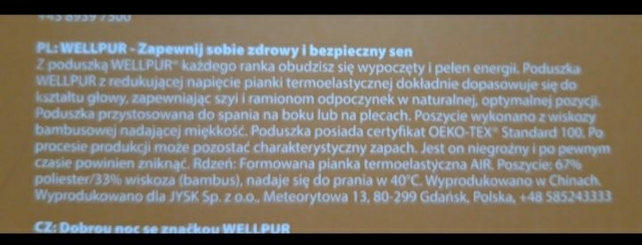 Nowa Poduszka Wellpur VOSS