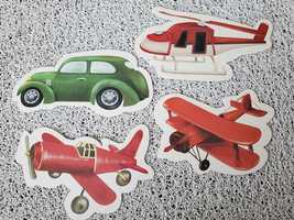 4 szt kartki / pocztówki różne kształty samoloty