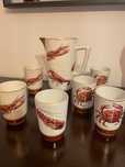 Conjunto 6 copos + jarro em porcelana