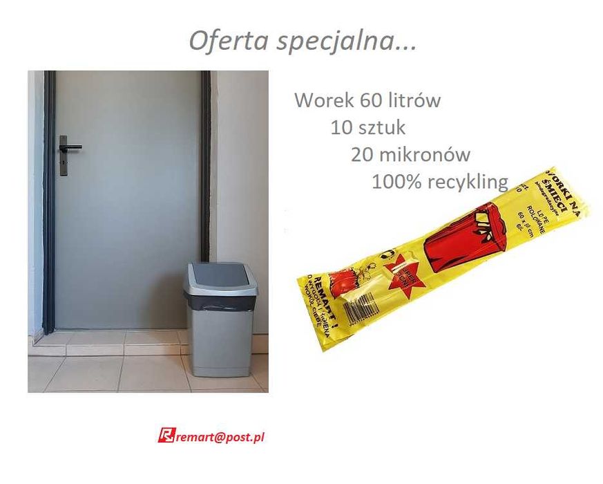 worki 60 litrów domowe worki do kosza 10 sztuk na rolce - 10 rolek
