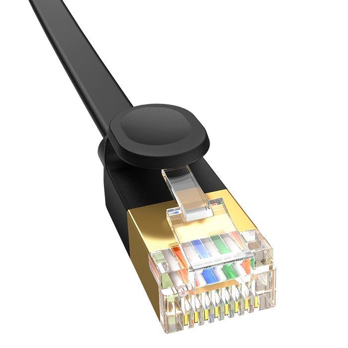Baseus szybki kabel sieciowy RJ45 cat. 7 10Gbps 0.5m płaski czarny
