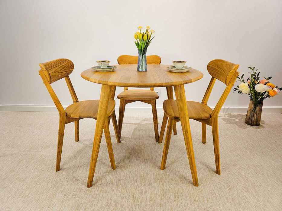 Stół okrągły Leon z litego drewna dębowego, od ręki, Rabat