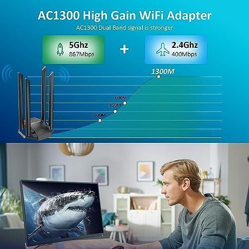 Adapter WiFi USB AC1300 Dwuzakresowy 4 Anteny