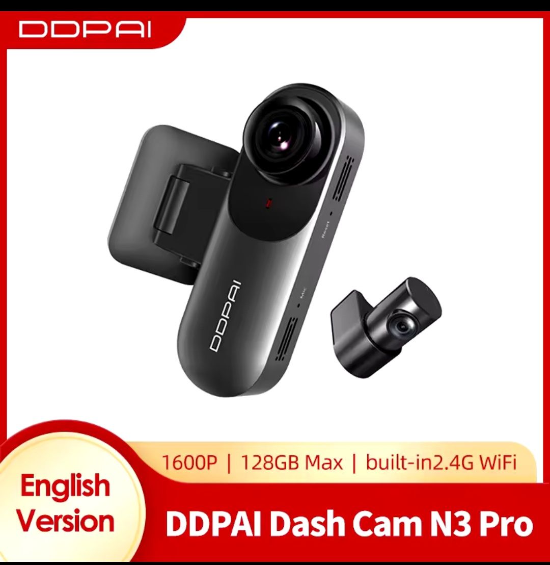 Відеореєстратор DDPAI Dash Cam  mola N3 pro + дод.кам видеорегистратор