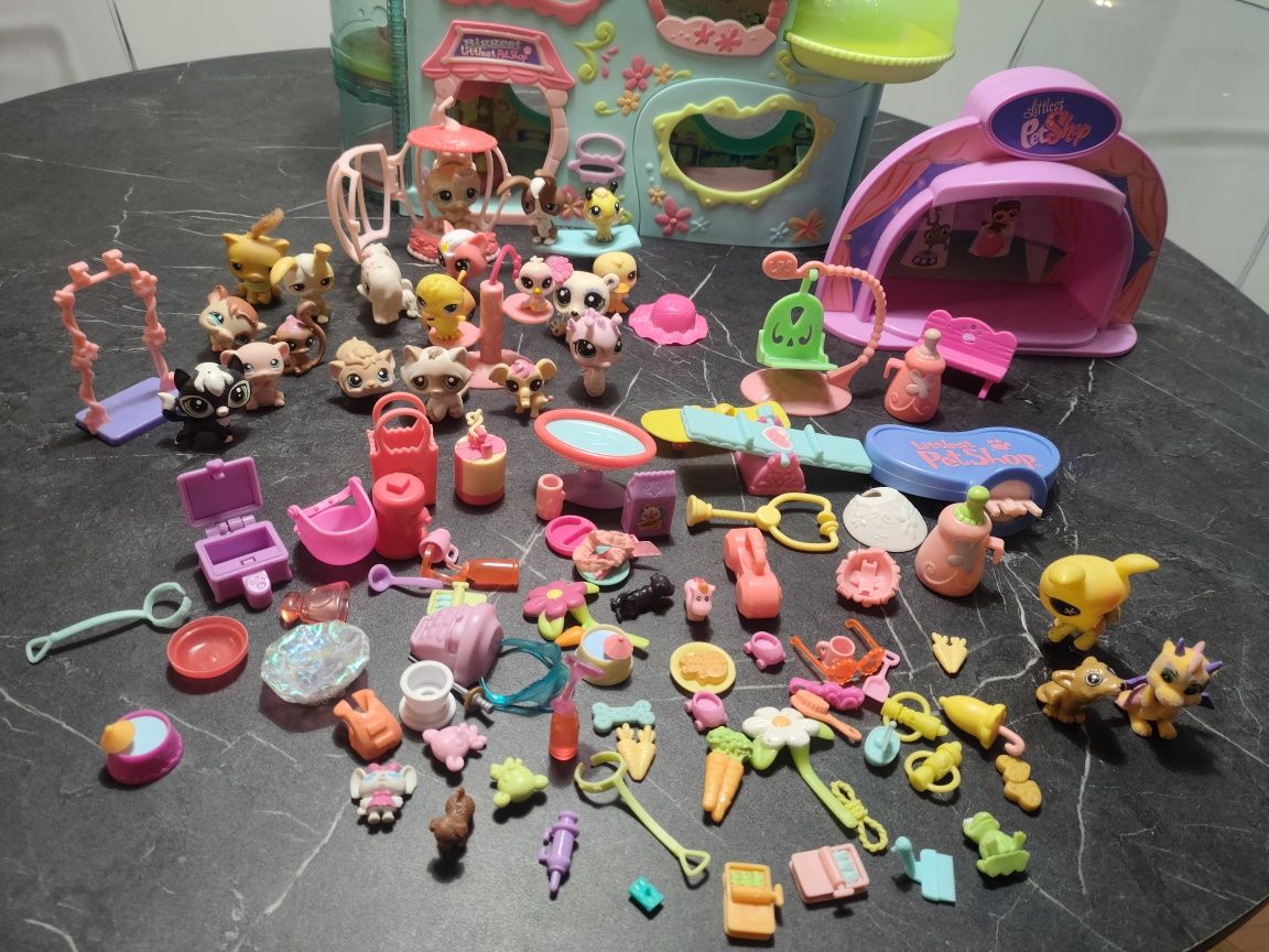 LPS Littlest Pet Shop domek, scena, 20 figurek i gadżety