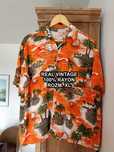 Pomarańczowa hawajska koszula real vintage rayon unikat