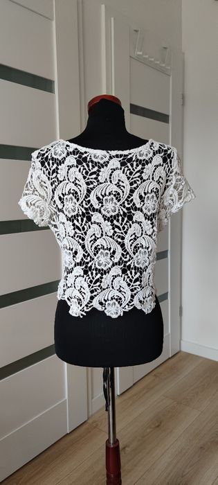 Letni ażurowy koronkowy top S 36 M 38 L 40 biały bawełna bawełniany