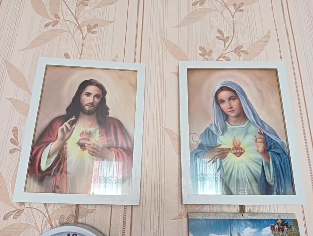 Święte obrazy Serce Maryi i Jezusa