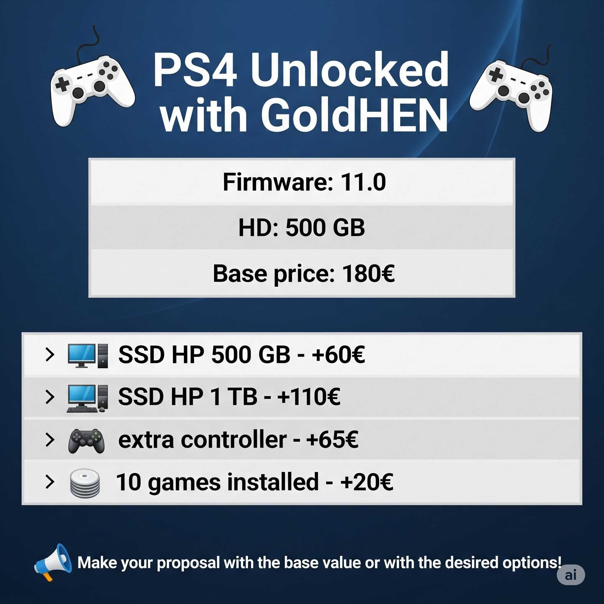 PS4 Desbloqueado GoldHEN Firmware 11.0 + Opcionais