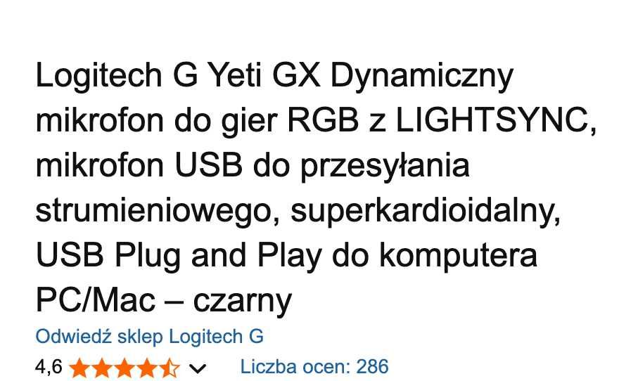 Mikrofon LOGITECH Yeti GX