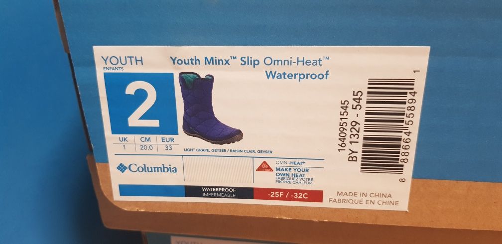 Зимние сапожки Columbia Minx Slip 21,5см стелька