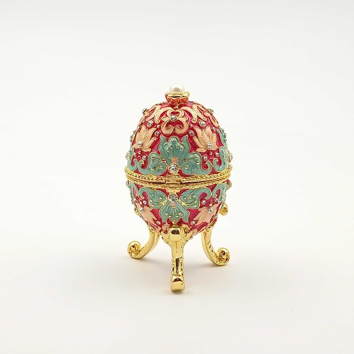 Jajko jajo faberge pojemniki szkatułka niebieskoczerwone