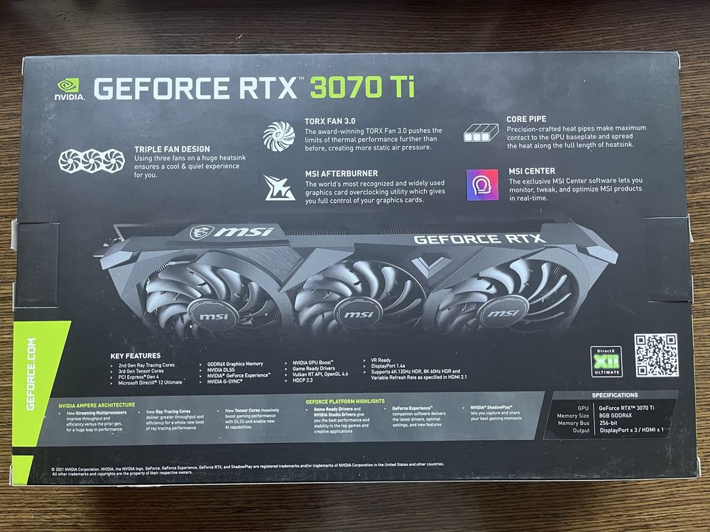 Karta graficzna MSI GeForce RTX 3070 Ti VENTUS 3X OC 8GB GDDR6X