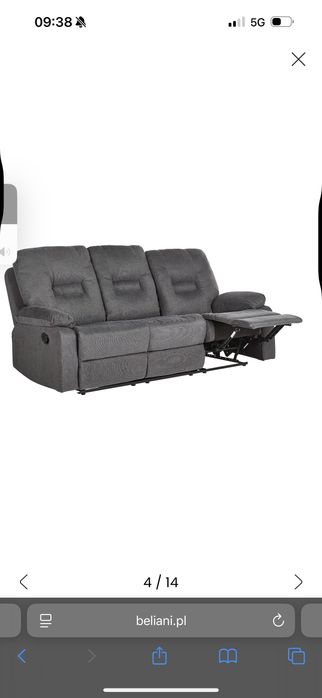 Sofa kanapa 3-osobowa z funkcją relaks rozkładane fotele