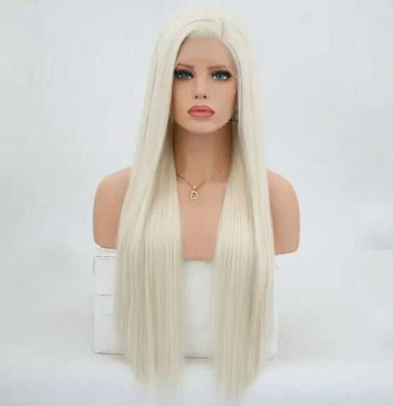 Peruka lace front platynowy blond 65 cm