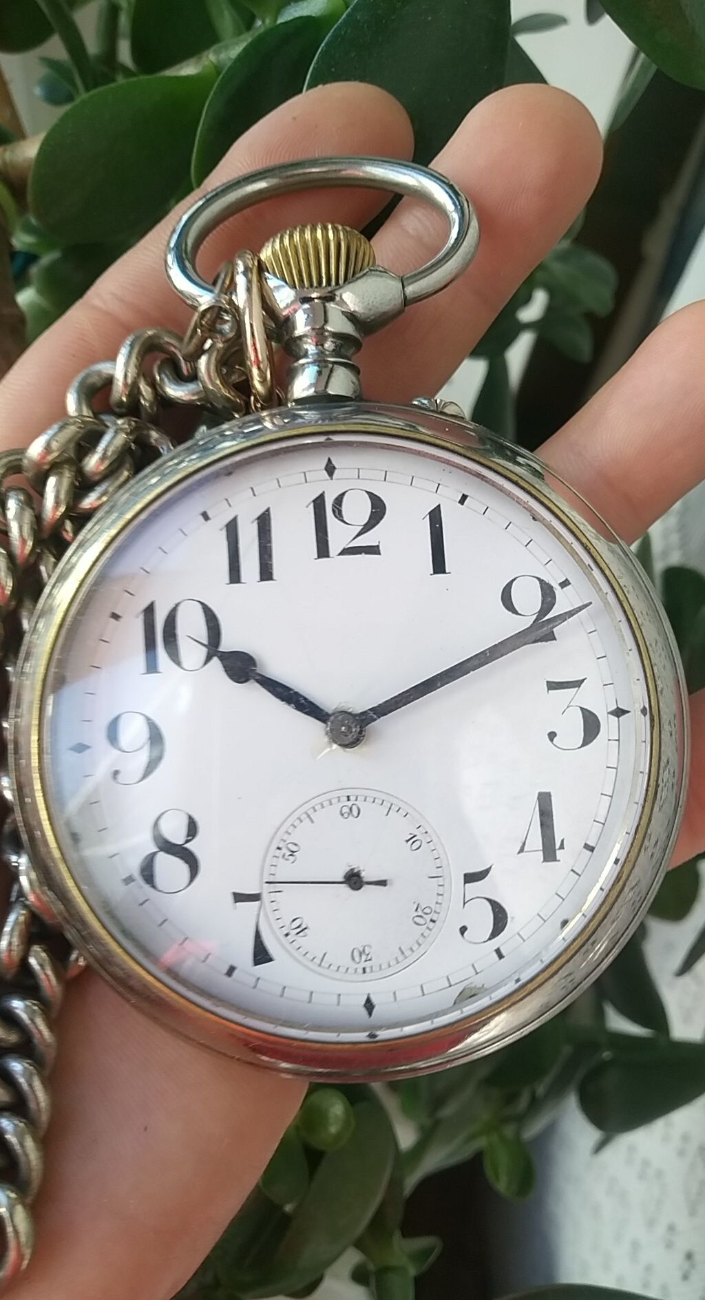 Часы карманные швейцарские в мельхиоровом корпусе с цепочкой