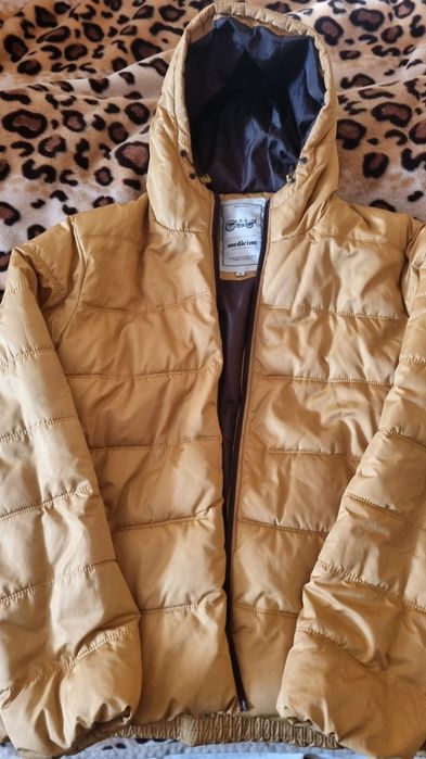 Kurtka męska pikowana MEDICINE o satynowy wykończeniu - musztardowa