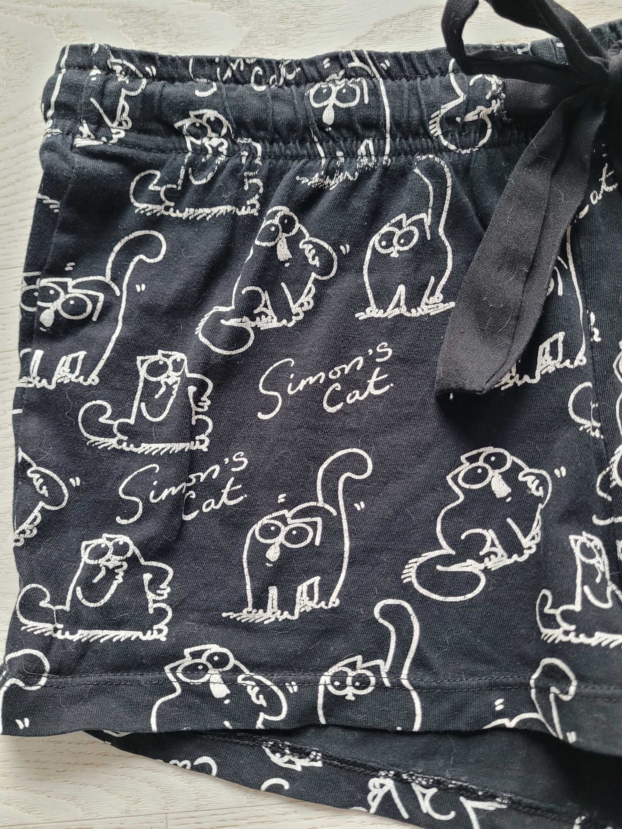 Krótkie spodenki do spania piżama szorty 36,S Sinsay kot Simon's cat