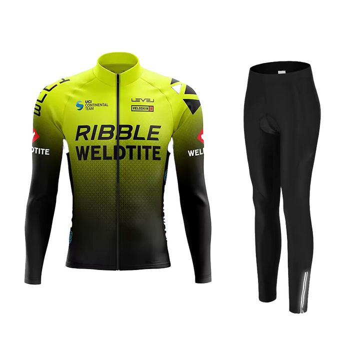 Damski ocieplany strój rowerowy kolarski Bluza + spodnie z wkładką