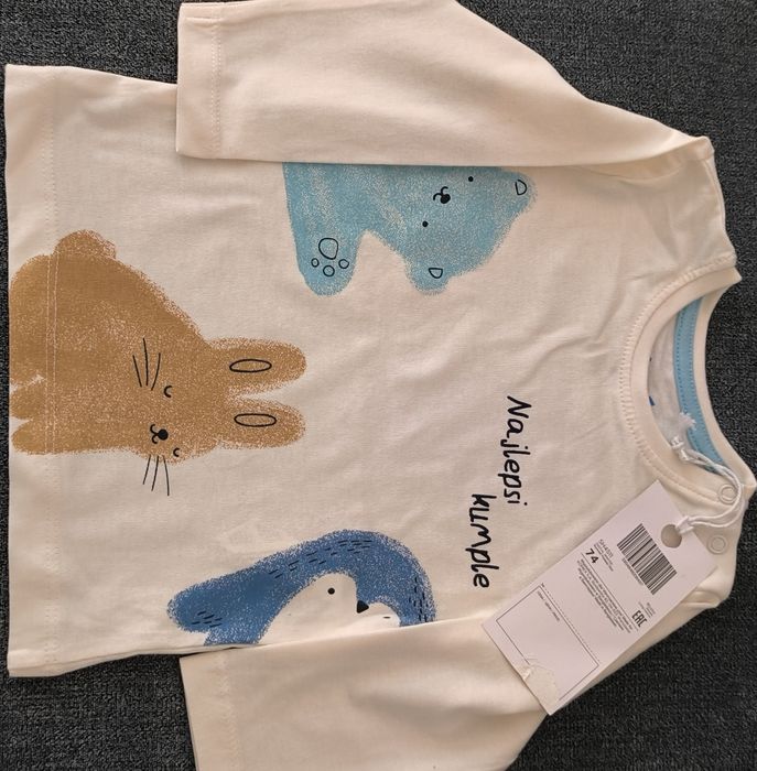 Nowy komplet zestaw niemowlęcy body i bluzka r.74