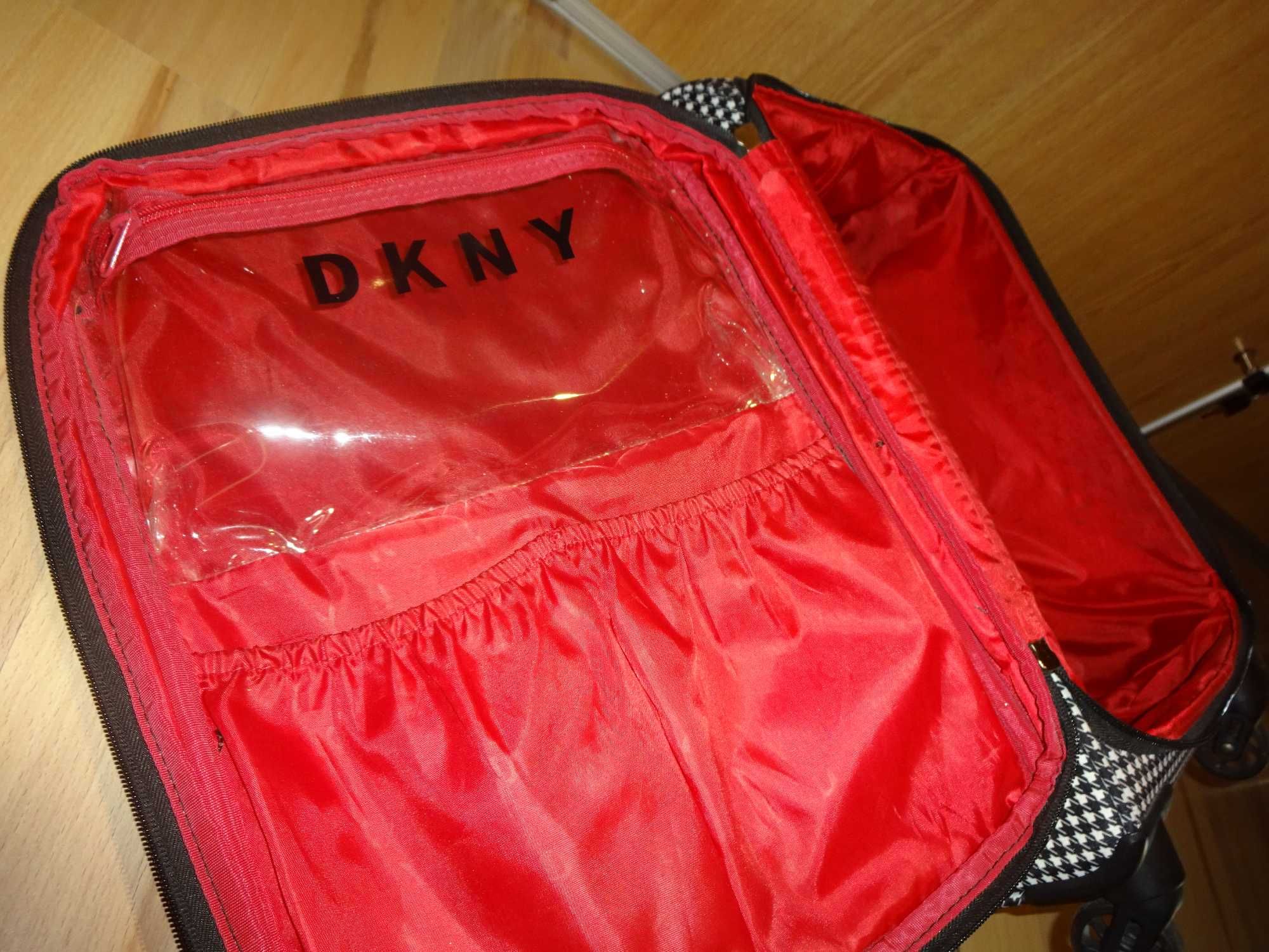 DKNY lekka podręczna kabinowa mała walizka czarna biała złota OKAZJA