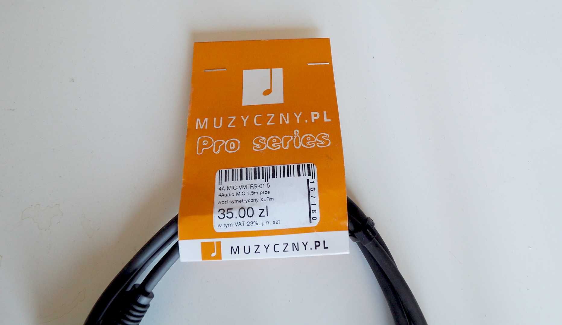 Kabel XLR-TRS, XLR-Duży Jack Stereo 1,5m