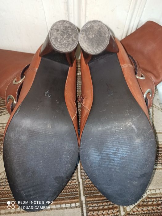 Kozaczki kozaki botki na obcacie skóra naturalna karmel Next rozmiar 4