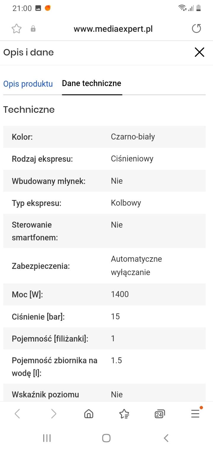 Ekspres kolbowy Amica