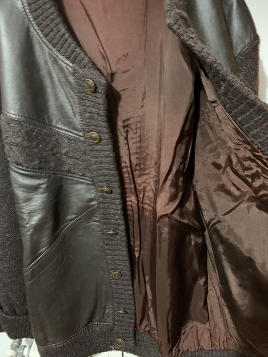 Casaco de malha com couro