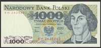 Polska 1000 złotych 1982 - Kopernik - KH - stan bankowy UNC