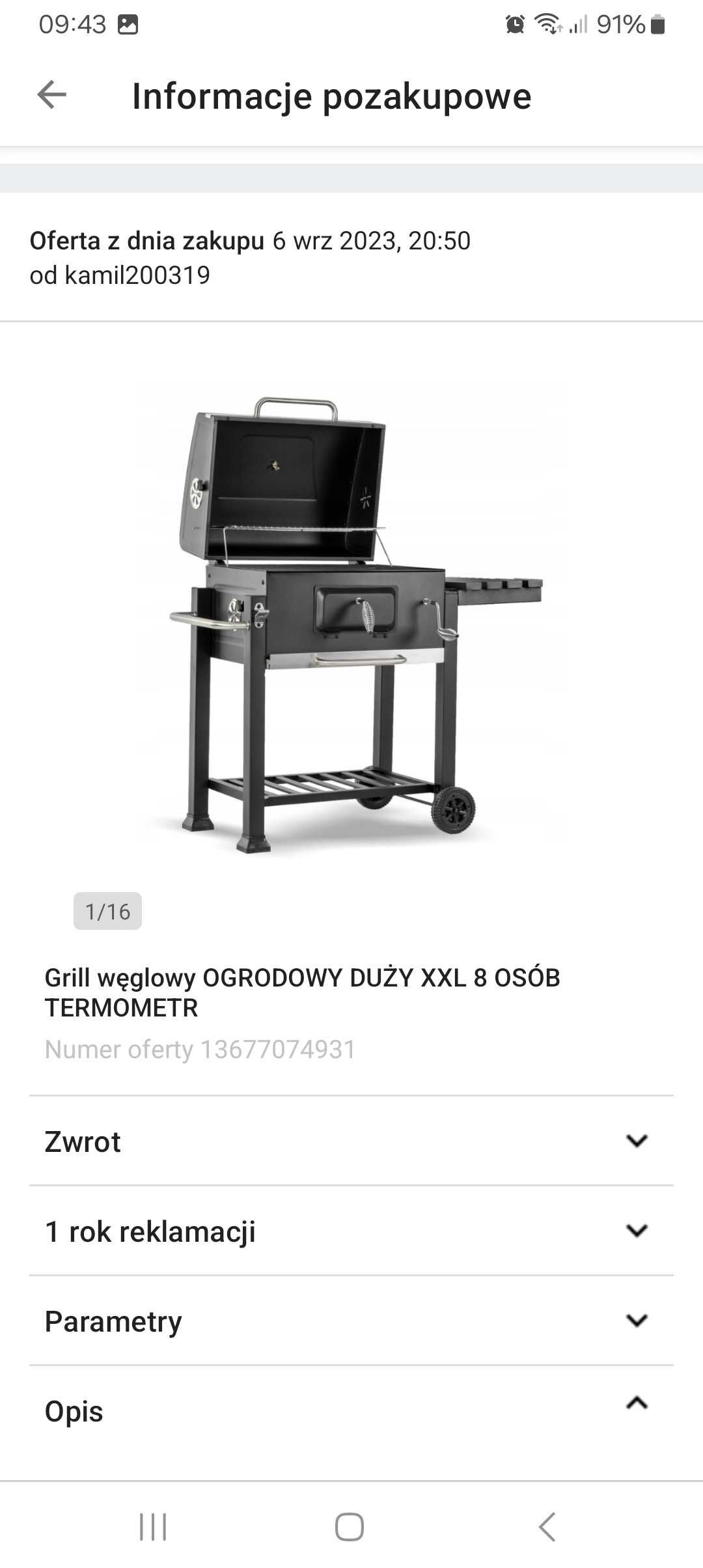 Gril weglowy duży 8 osób