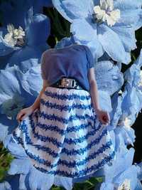 Spódnica biało niebieska kwiatki