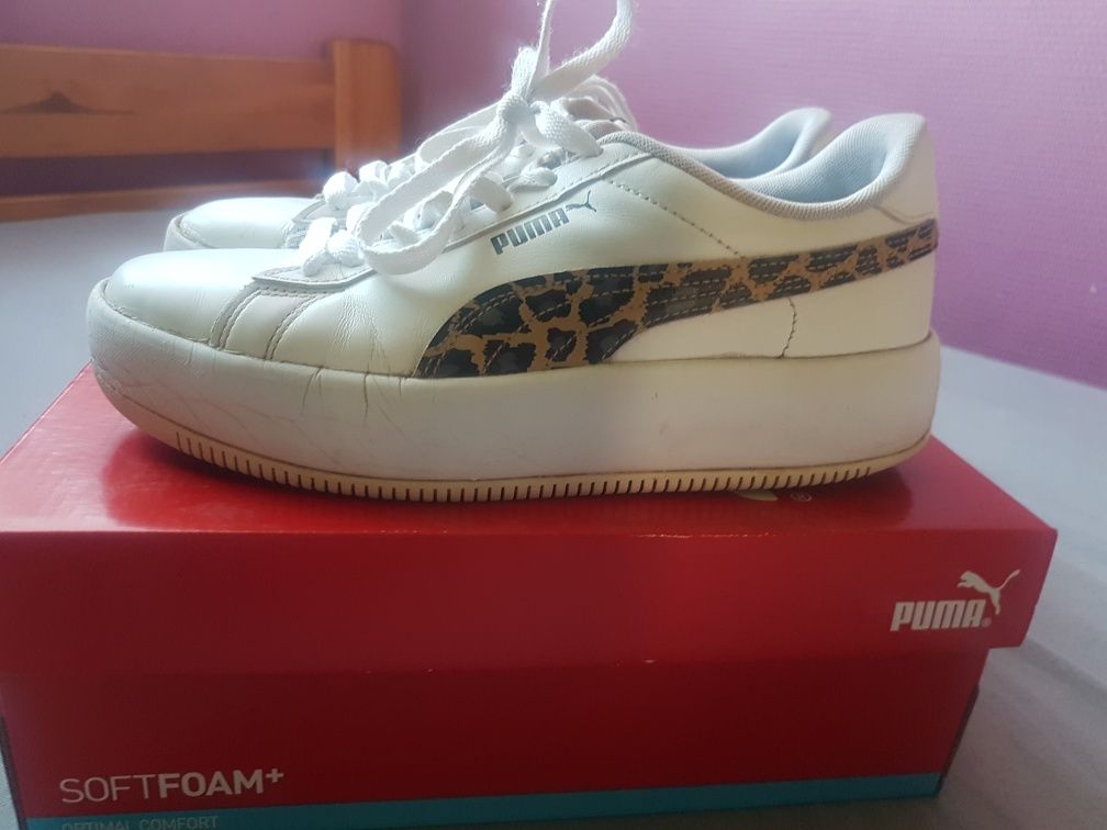 Białe buty sneakersy Puma 38 panterka