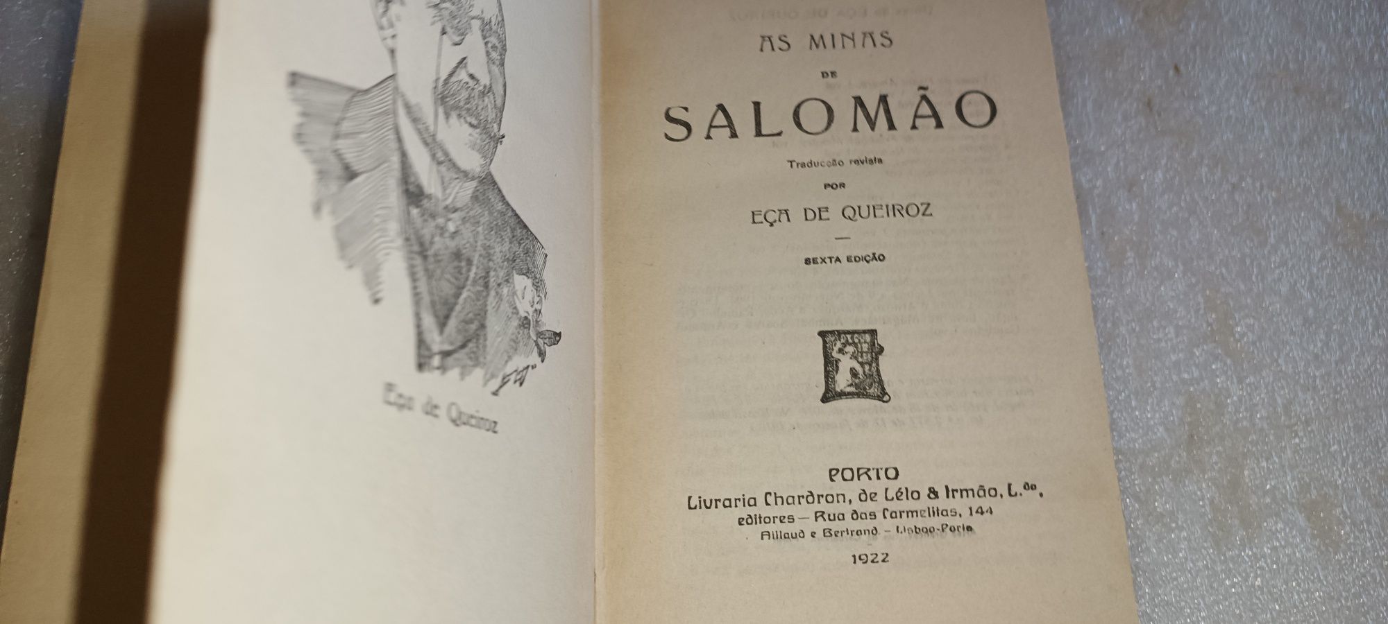 Antigo livro As Minas de Salomão de Eça de Queiroz 1922