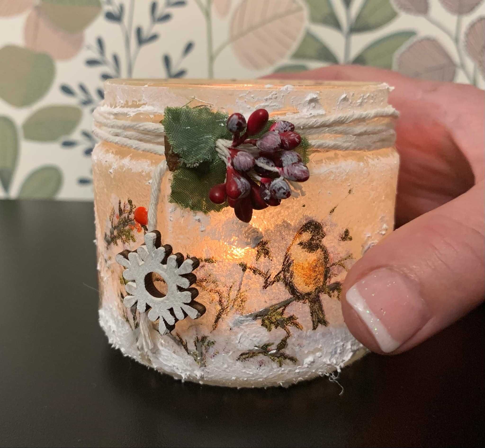 Świecznik-lampion Decoupage