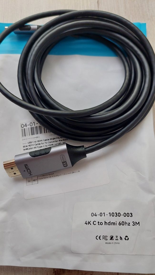 Kabel USB-C do HDMI 4K  3 metry