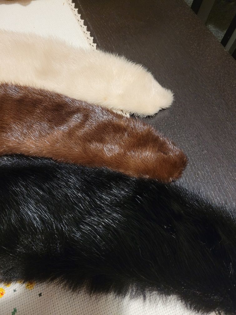 Golas de Vison preto, castanho e creme