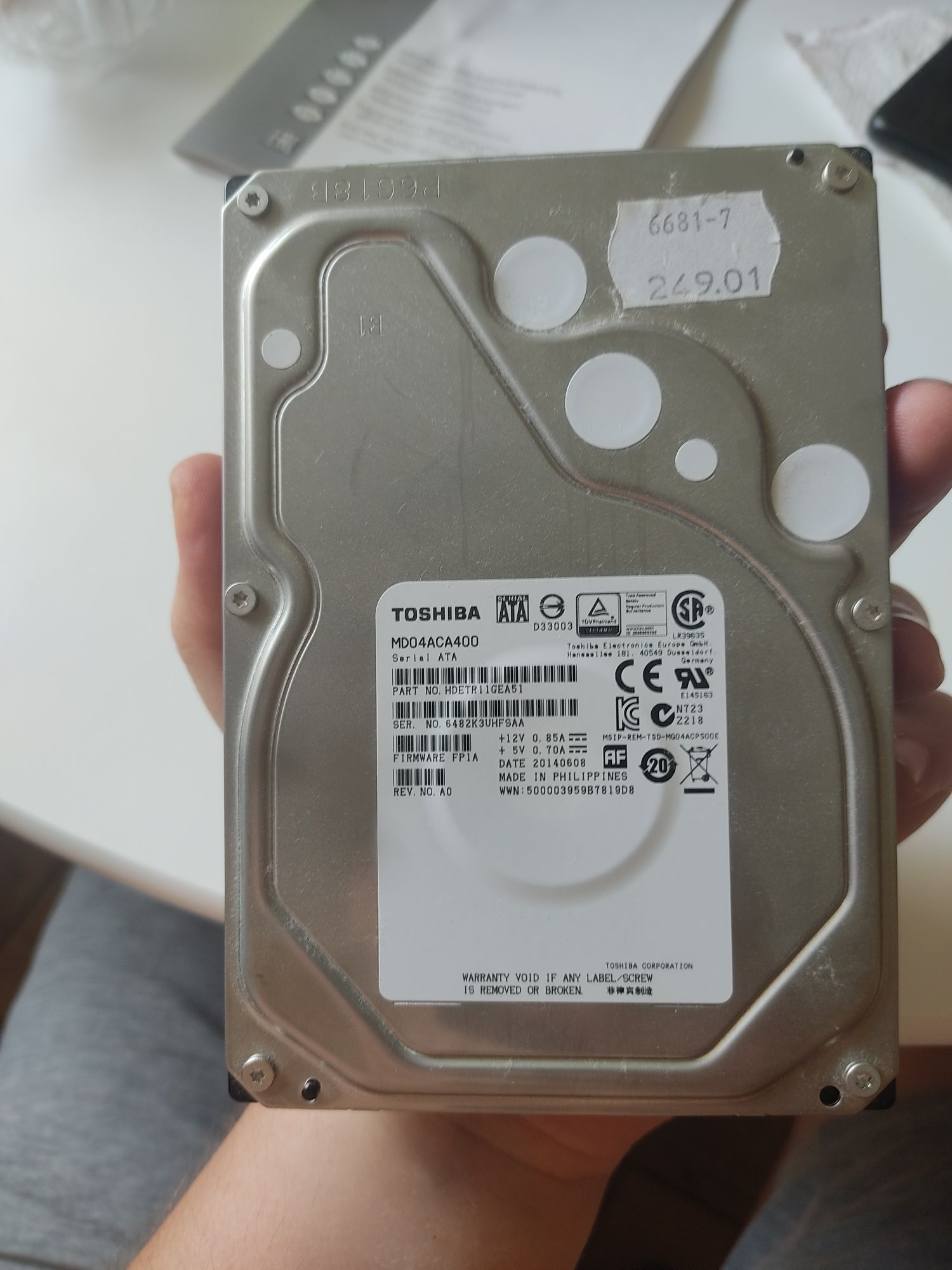 Toshiba Generic Data Storage 4TB 7200rpm 128MB MD04ACA400 3.5"SATA III