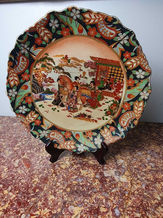 Antyk chiński talerz, ręcznie malowany 20 cm