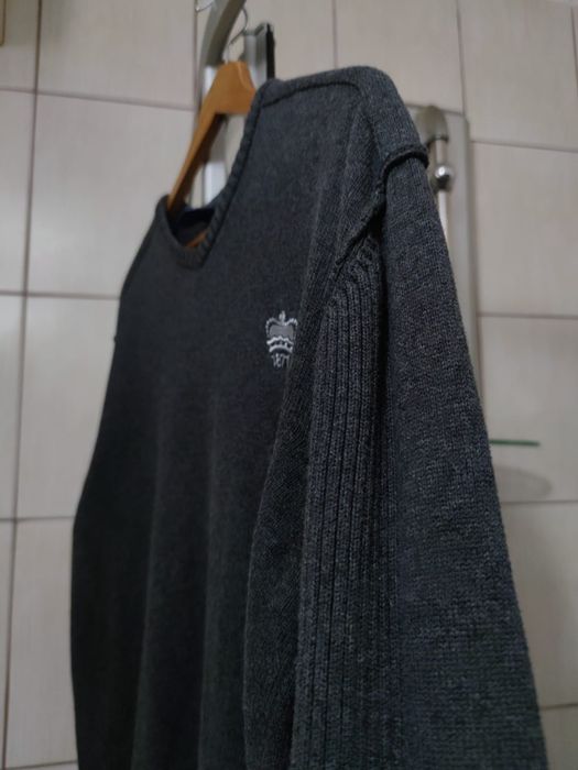 Sweter klasyczny Reading XL męski szary siwy ciemny black bawełna baw