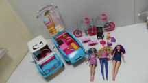 Barbie  zestaw 2 kampery 2 rowery 3 lalki gadżety akcesoria