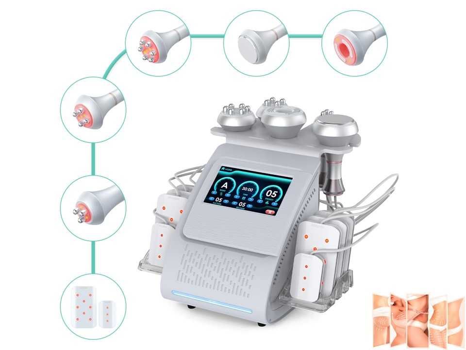 Máquina 6 in 1 Cavitação 80K + Lipolaser+ Vacuo RF+RF Corporal e Rosto