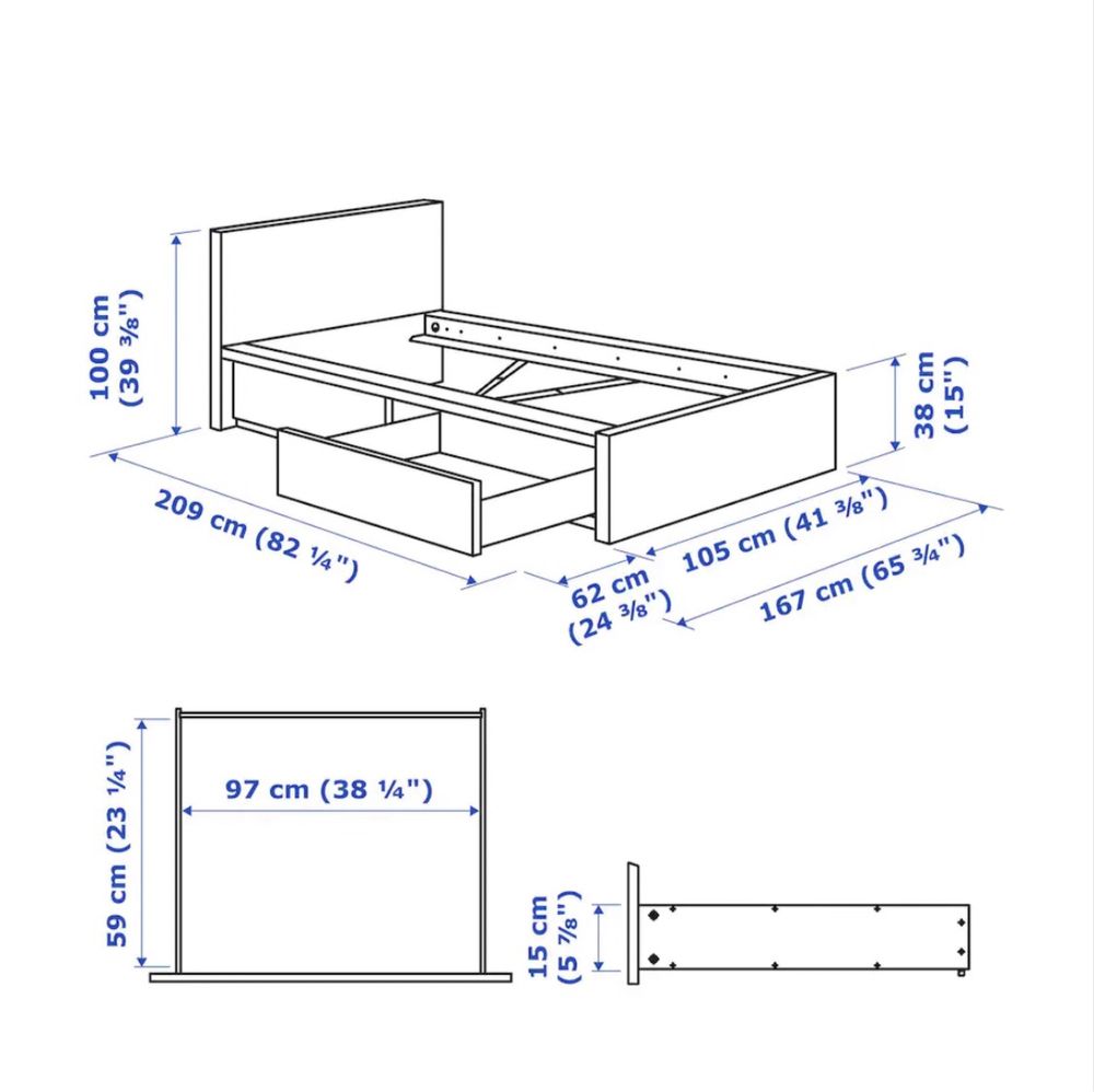 Łóżko IKEA malm, materac  i stelarz w gratisie