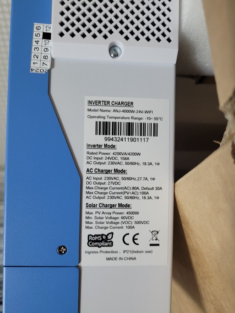Гібридний інвертор 4кВт ANENJi ANJ-4000W 4кВт 24В з Wi-Fi