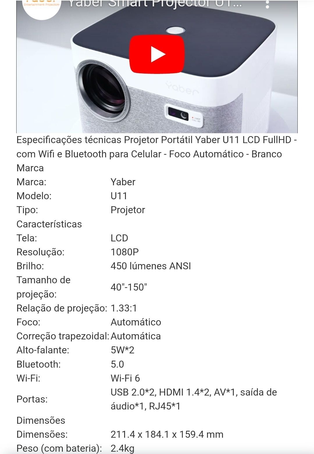 Projector FULL HD YABER 11